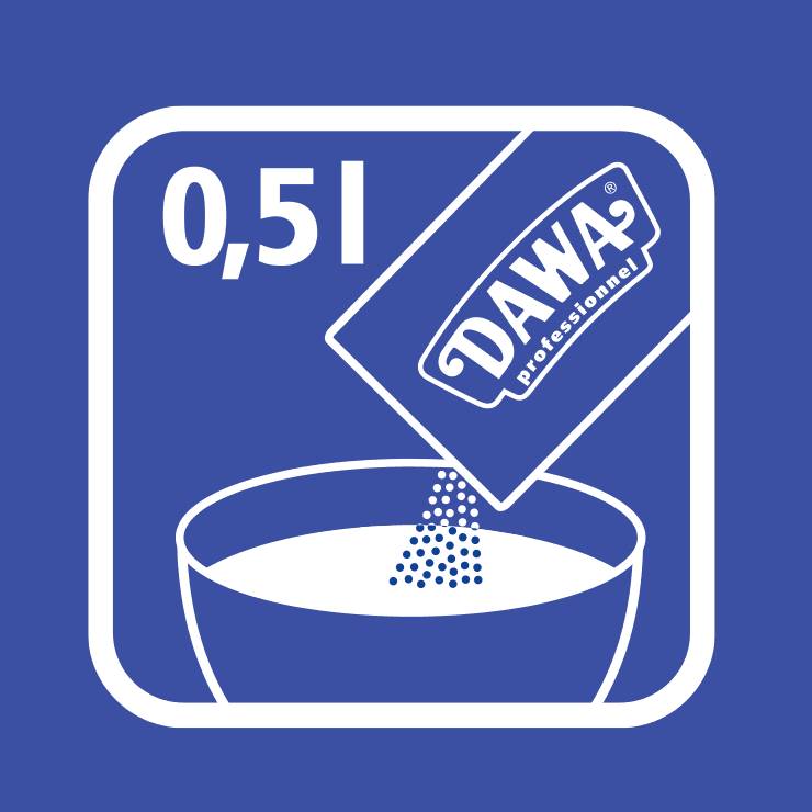 Verser le contenu du sachet dans un récipient suffisamment grand et le mélanger dans du lait entier froid (5°C), pasteurisé ou UHT. Selon la fermeté désirée de la mousse, ajouter plus ou moins de lait.