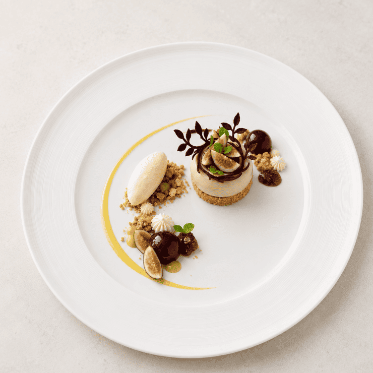 Feigen-Mousse-Törtchen mit Nusscrumble & Vanilleglace