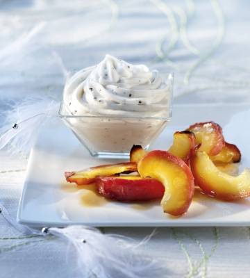 Crème stracciatella et compote de pommes cuites au four