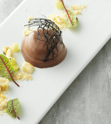 Schokoladenflan mit Bananen-Kiwi Salat