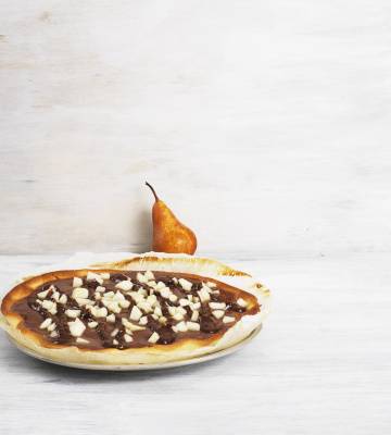 Ruckzuck-Schokoladen-Birnen-Kuchen mit Ovo-Twist