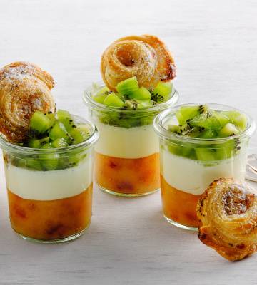 Panna Cotta mit Kiwi und Nektarinen 